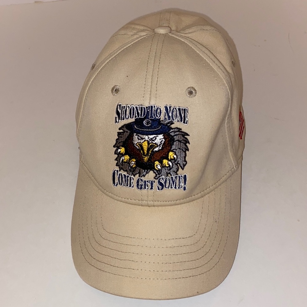 U.S. Air Force Unisex 6 panel Hat American Flag on Side Beige front Embroidered